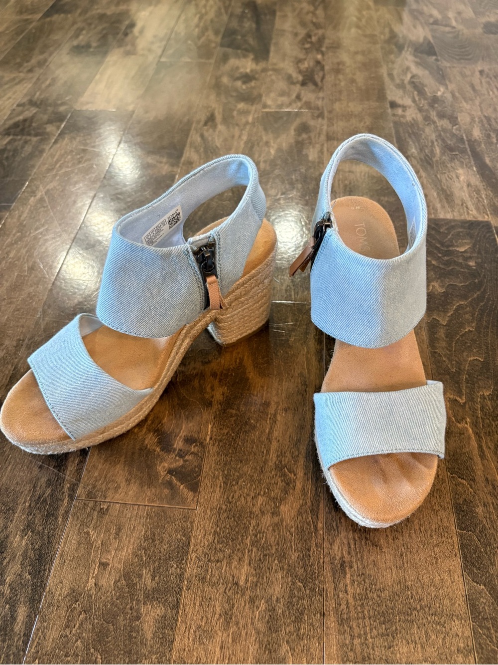 TOMS Majorca Platform Sandals Light Blue Denim Sz 6